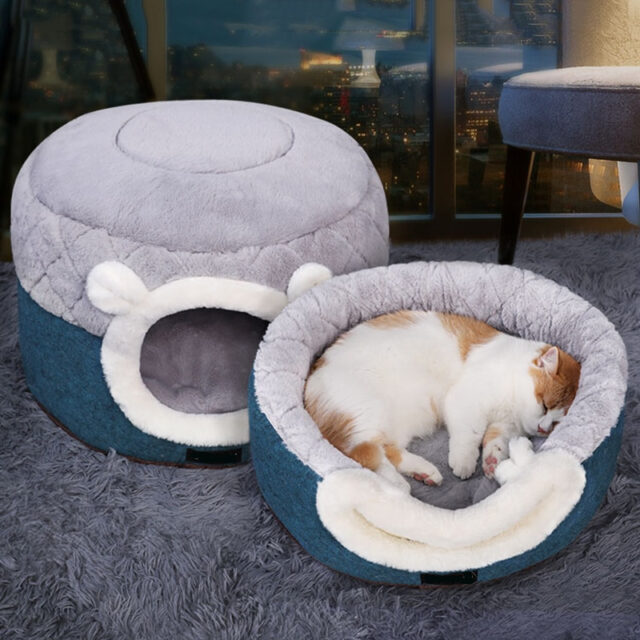HOOPET Cat Bed House Soft Plush Kennel Puppy Cushion Small Dogs Cats Nest Winter Warm Sleeping Pet Dog Bed Pet Mat Supplies
