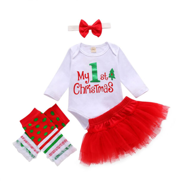 Ma&Baby  0-24M Christmas Baby Girl Clothes Set My 1st Christmas Romper Tutu Skirts Newborn Infant Girl Outfits Xmas Costumes