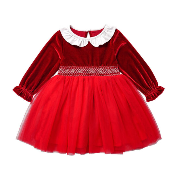 Ma&Baby 1-5Y Christmas Toddler Kid Baby Girls Red Dress Lace Tulle Tutu Party Dresses For Girl New Year Velvet Xmas Costumes