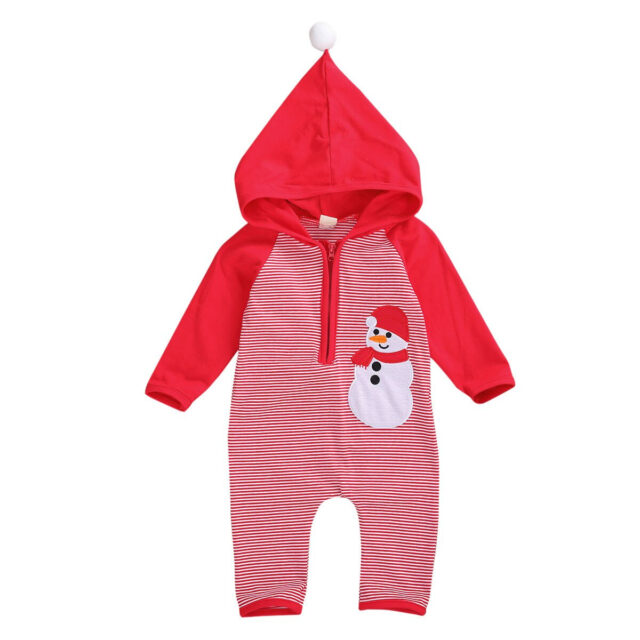 Ma&Baby 0-12M 2020 Christmas Baby Red Clothes Newborn Infant Baby Boy Girl Jumpsuit Striped Santa Hooded Romper Xmas Costumes