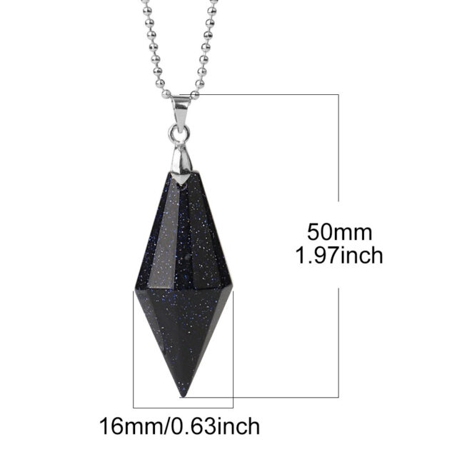 CSJA Symmetry Cone Natural Stones Pendants Necklaces Multi Faceted Pyramid Healing Reiki Pink Quartz Crystal Female Jewelry G421