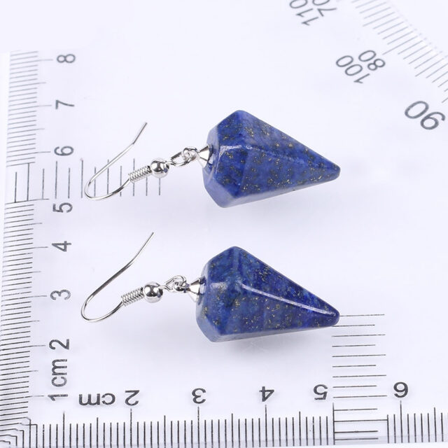 CSJA Bohemian Pyramid Drop Earrings Jewelry Earrings for Women Natural Stone Pink White Purple Crystal Quartz Lapis Lazuli E736