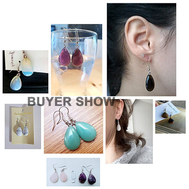 CSJA 2016 Hook Glaze Tear Water Drop Opal Crystal Lazuli Beads Dangle Natural Pendant Stone Earring Handmade Women Jewelry E106