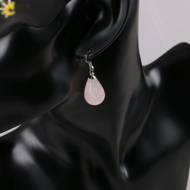 CSJA 16 Colors Classic Tear Water Drop Natural Stone Beads Crystal Pendant Dangler Dangle Earring Women Jewelry Decoration E108