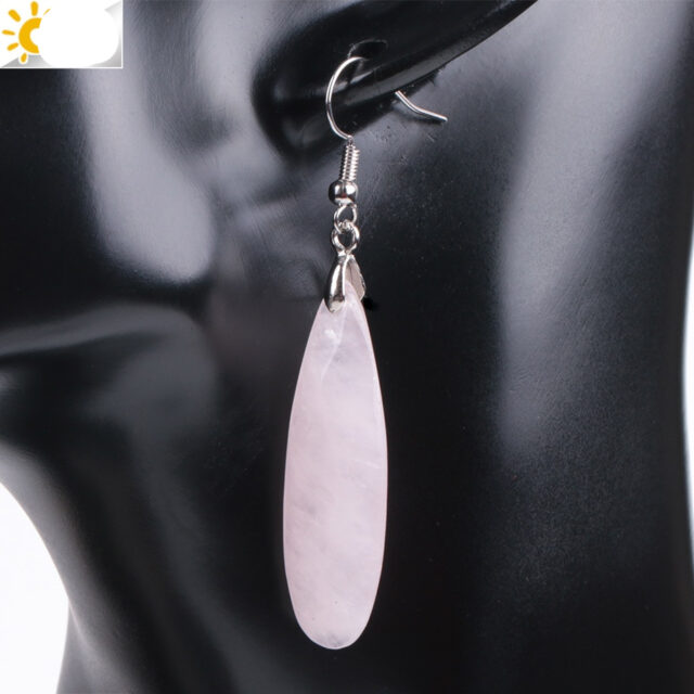CSJA Natural Stone Earrings Reiki Gem Stone Beads Dangle Hook Drop Earring Vintage Polygon 5 Color for Female Jewelry Gift E941